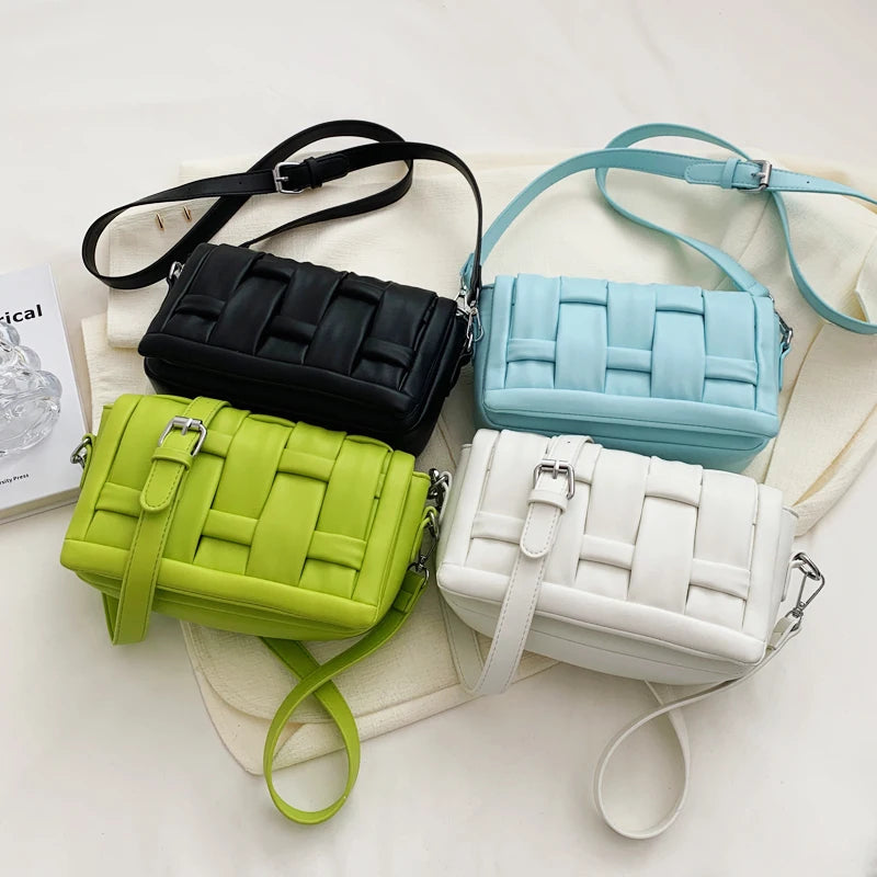 Green Woven Women's Shoulder Bag Crossbody Candy Purses