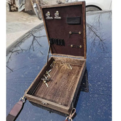 Wooden Writers Messenger Box, Multi-Function Tool & Brush Storage