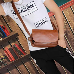 Vintage Messenger Bag for Men Small Flap Crossbody Shoulder Bag