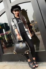 X-Online Women Bag Female Doctor Bag Lady Rivet Tote