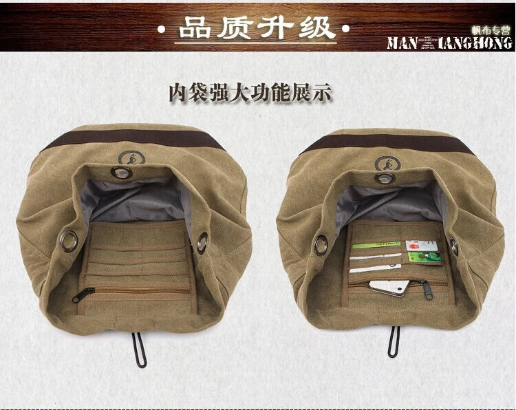 Canvas Backpack for Men Casual Travel Bag Student School Bag