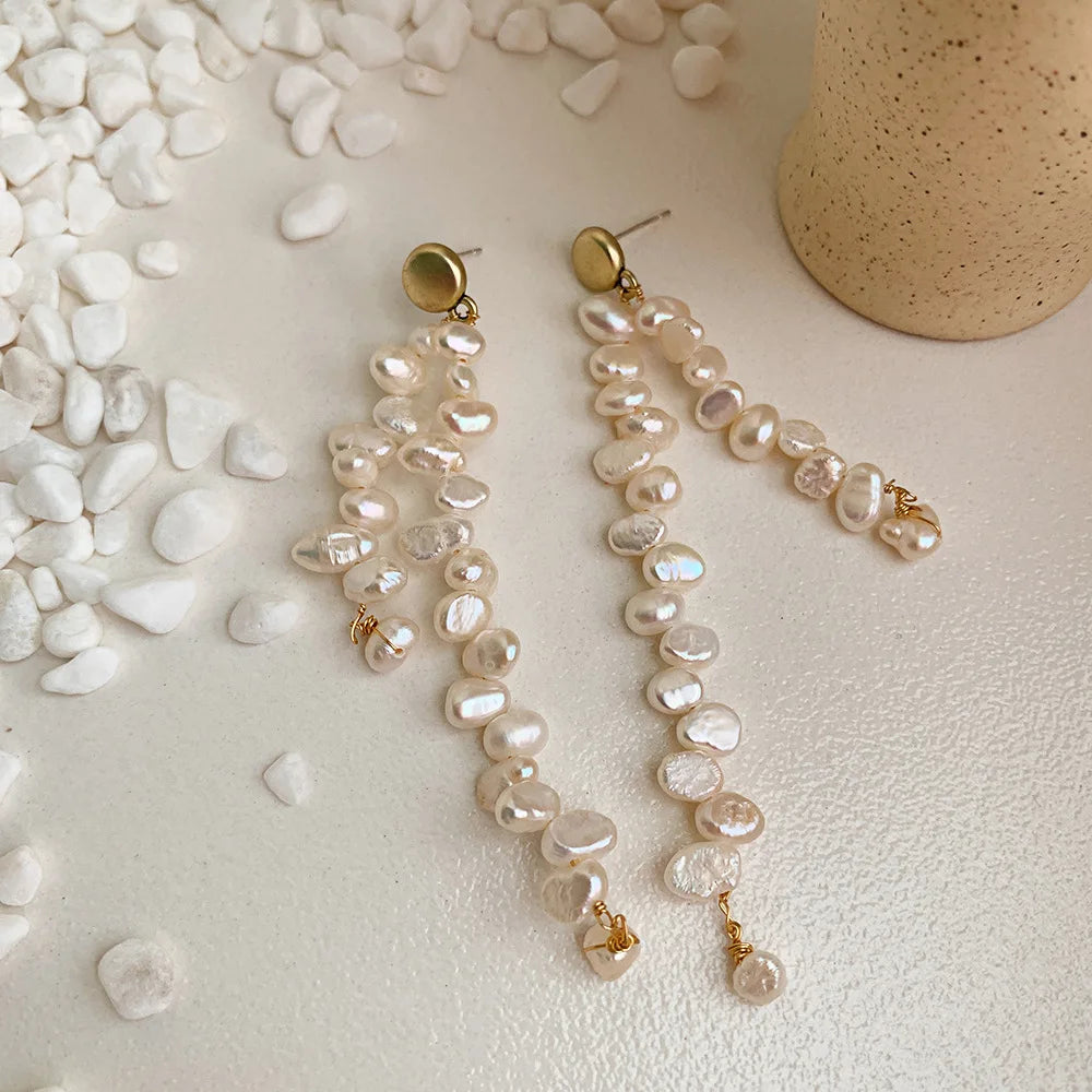 Bohemia Style Freshwater Pearl Earrings for Travel