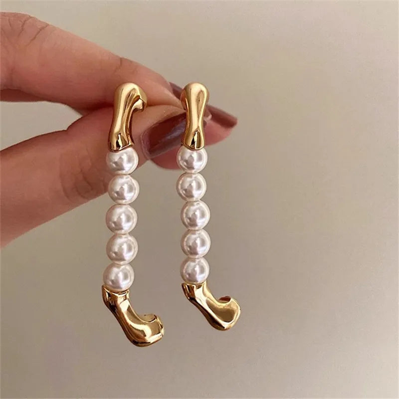 Pearl Beads Earrings Hip-hop Punk Personality Earrings
