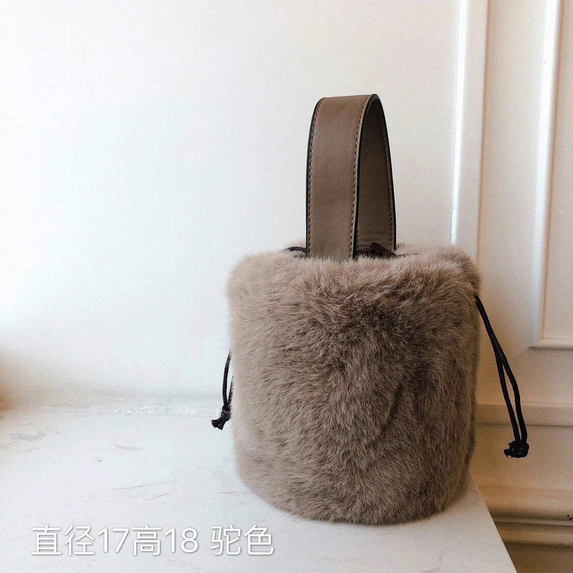 Fluffy Bucket Bag for Women High Ladies Casual Shoulder Crossbody Bag