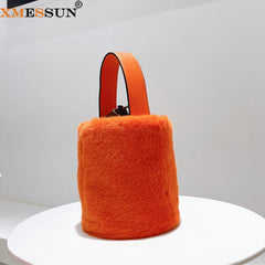 Fluffy Bucket Bag for Women High Ladies Casual Shoulder Crossbody Bag