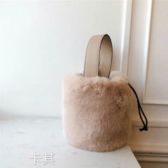 Fluffy Bucket Bag for Women High Ladies Casual Shoulder Crossbody Bag