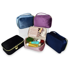 Flannel Travel Cosmetic Cases for Women, Large Capacity Makeup Bag