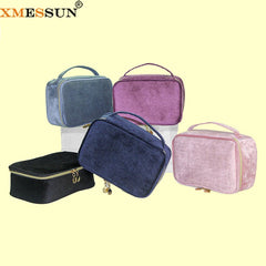 Flannel Travel Cosmetic Cases for Women, Large Capacity Makeup Bag