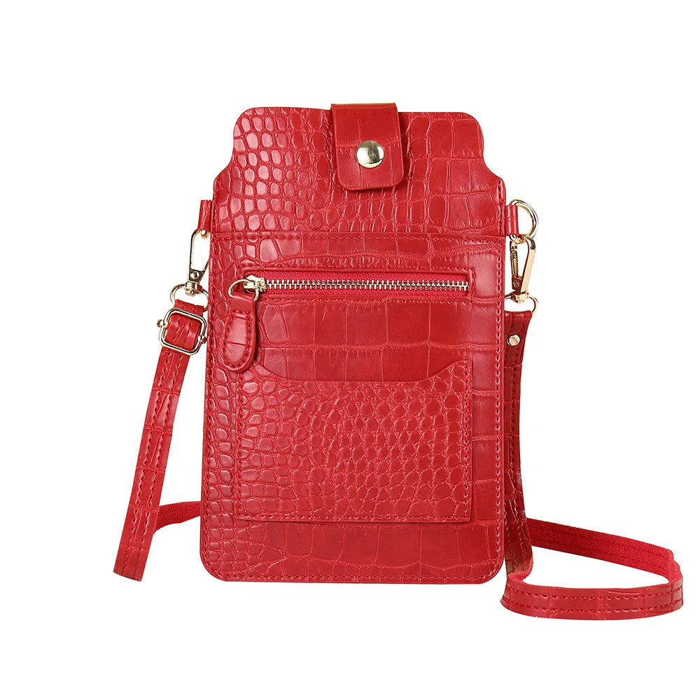 Women Crocodile Pattern PU Leather Crossbody Phone Bag