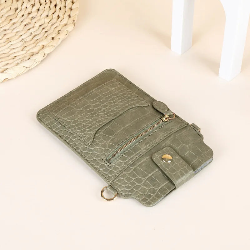 Women Crocodile Pattern PU Leather Crossbody Phone Bag