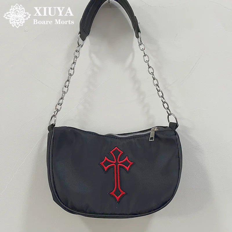 Xiuya Gothic Cross Hip Hop Shoulder Bag