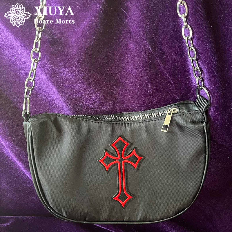 Xiuya Gothic Cross Hip Hop Shoulder Bag
