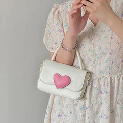 Xiuya Pink Love Contrast Girl Handbag Ladies French Chain Crossbody Bag
