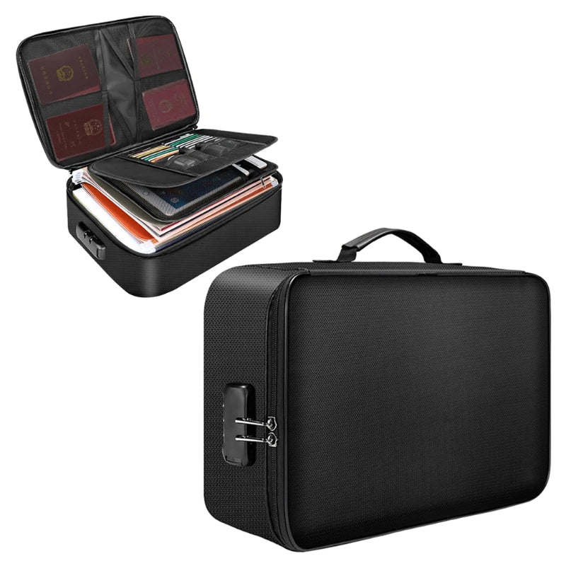 Y166 Document Organizer Bag 4-Layer Large Space Fireproof Zipper
