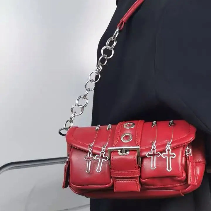 Y2K Girls Small Shoulder Bags Women PU Leather Crossbody Handbags