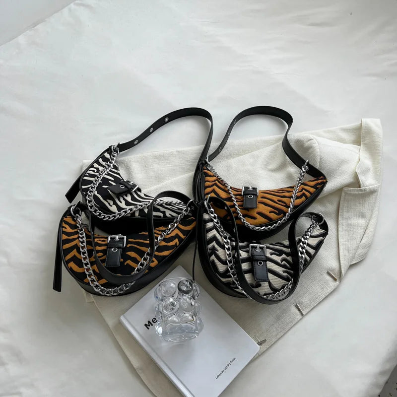 Y2K Jacquard Animal Patterns Shoulder Side Bag for Women
