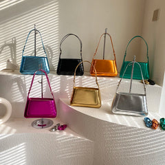 Y2K Style Bling Bling Leather Small Shoulder Side Bags for Women