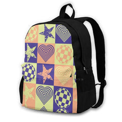Y2K Style Hearts School Bag Big Capacity Backpack Laptop 15 Inch