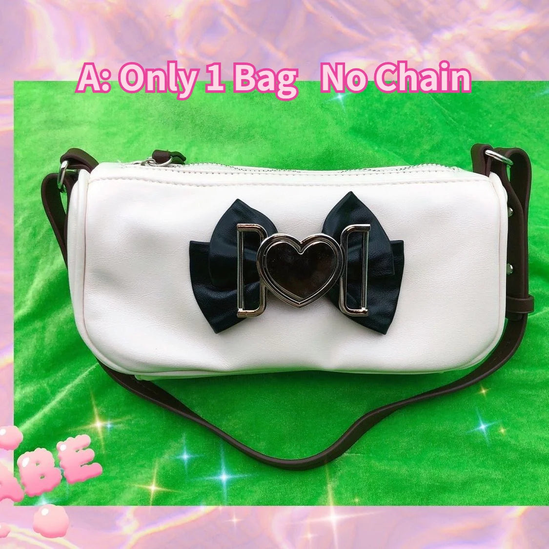 Y2K Sweet Heart Shoulder Bag Retro Bowknot Chain Clutch Purse Handbags