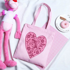 Y2K Angel Print Canvas Bag Large Capacity Shoulder Handbag