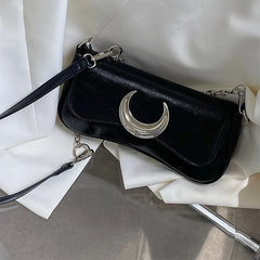 Y2k Girls Shoulder Bags Moon Lock Women's Chain Underarm Bag Purse Handbags