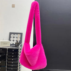 Y2k Girls Crossbody Bag Faux Fur Shoulder Bags for Women Soft Plush Handbags