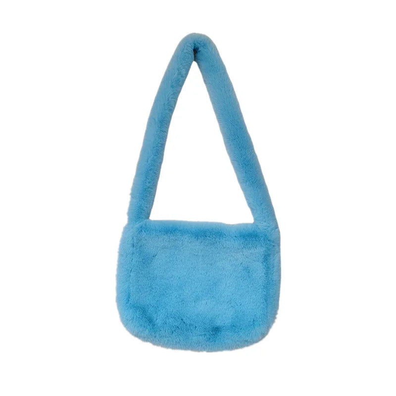 Y2k Girls Crossbody Bag Faux Fur Shoulder Bags for Women Soft Plush Handbags