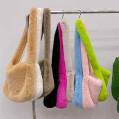 Y2k Girls Crossbody Bag Faux Fur Shoulder Bags for Women Soft Plush Handbags