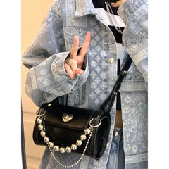 Y2k Hot Girls Heart Lock Underarm Bag Chain Women's Small Shoulder Bags