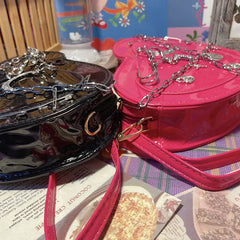 Y2k Hot Girls Love Heart Crossbody Bag Goth Punk Chain Shoulder Bag