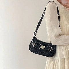 Y2k Girls Retro Love Shoulder Bag Patent Leather Ladies Small Messenger Bags Cro