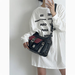Y2k Girls Retro Shoulder Bags Contrast Women's Vintage Messenger Bag