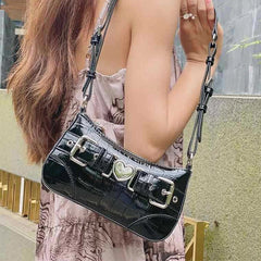 Y2k Hot Girls Underarm Bag Women PU Leather Shoulder Retro Crossbody Handbag