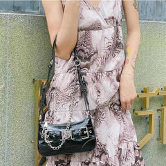 Y2k Hot Girls Underarm Bag Women PU Leather Shoulder Retro Crossbody Handbag