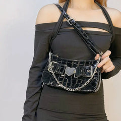 Y2k Hot Girls Underarm Bag Women PU Leather Shoulder Retro Crossbody Handbag