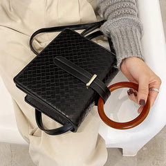 YAOKU Retro Minimalist Wooden Handle Diagonal Shoulder Bag