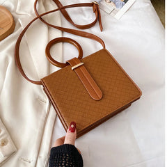YAOKU Retro Minimalist Wooden Handle Diagonal Shoulder Bag