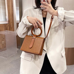 YAOKU Retro Minimalist Wooden Handle Diagonal Shoulder Bag