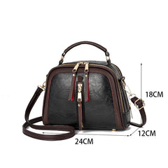 Retro Small Leather Handbag with Zipper, Women's Shoulder Crossbody Bag