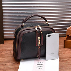 Retro Small Leather Handbag with Zipper, Women's Shoulder Crossbody Bag