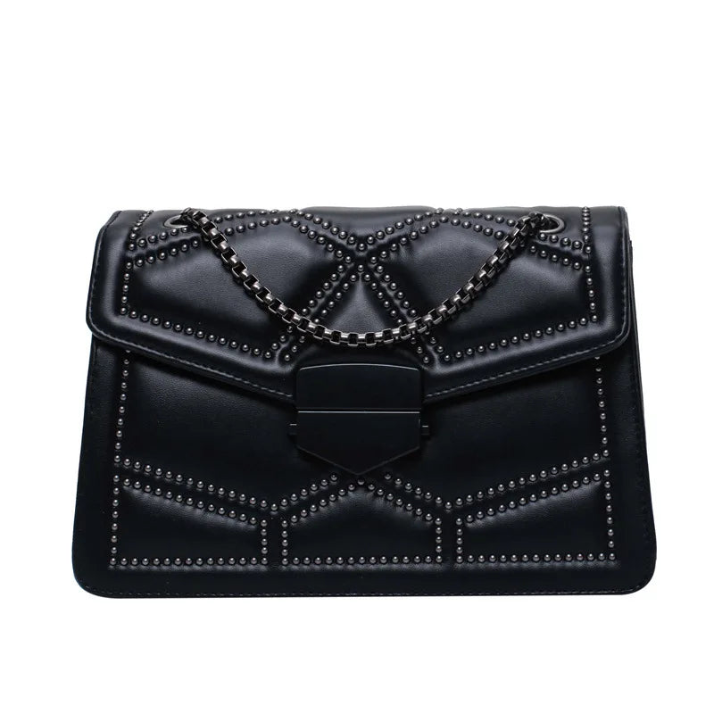 Retro Rivet Small Messenger Bag Winter PU Leather Clutch