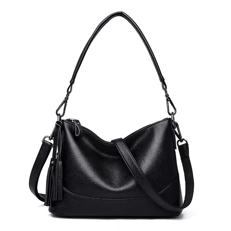 Vintage Soft PU Leather Women Shoulder Bag Tassel Handbags
