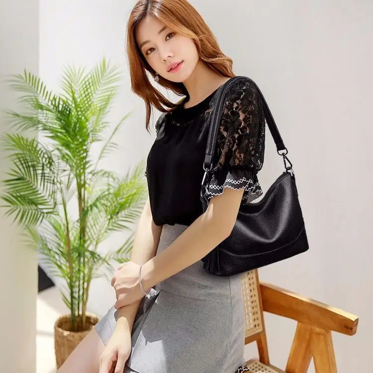 Vintage Soft PU Leather Women Shoulder Bag Tassel Handbags