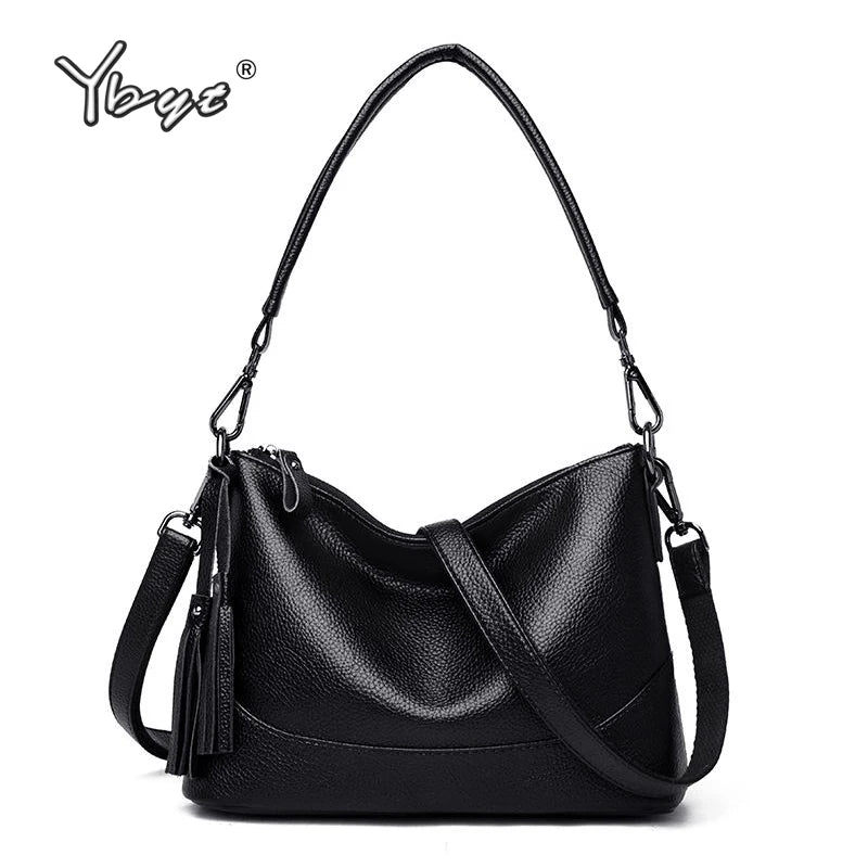 Vintage Soft PU Leather Women Shoulder Bag Tassel Handbags