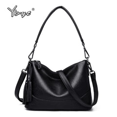 Vintage Soft PU Leather Women Shoulder Bag Tassel Handbags