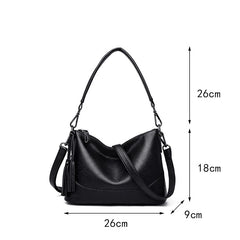 Vintage Soft PU Leather Women Shoulder Bag Tassel Handbags