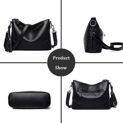 Vintage Soft PU Leather Women Shoulder Bag Tassel Handbags