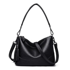 Vintage Soft PU Leather Women Shoulder Bag Tassel Handbags