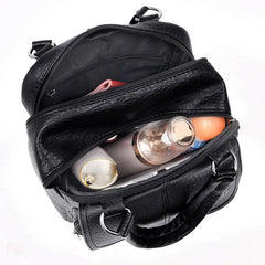 Vintage Casual Women Backpack Soft PU Leather Female Crossbody Bags