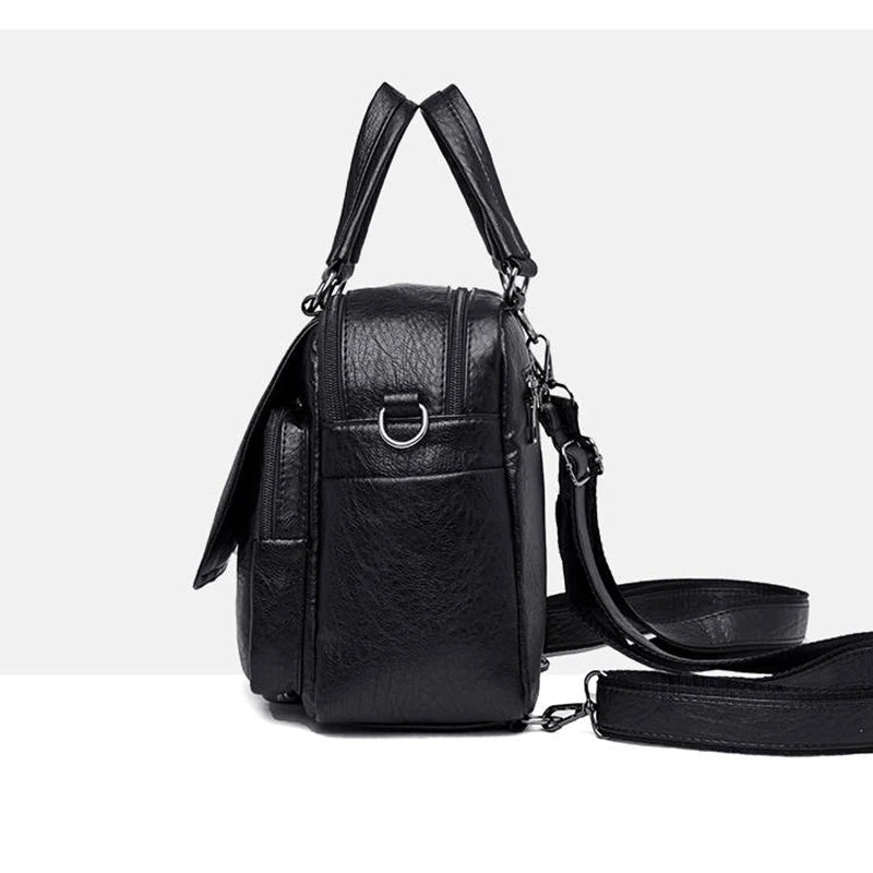 Vintage Casual Women Backpack Soft PU Leather Female Crossbody Bags